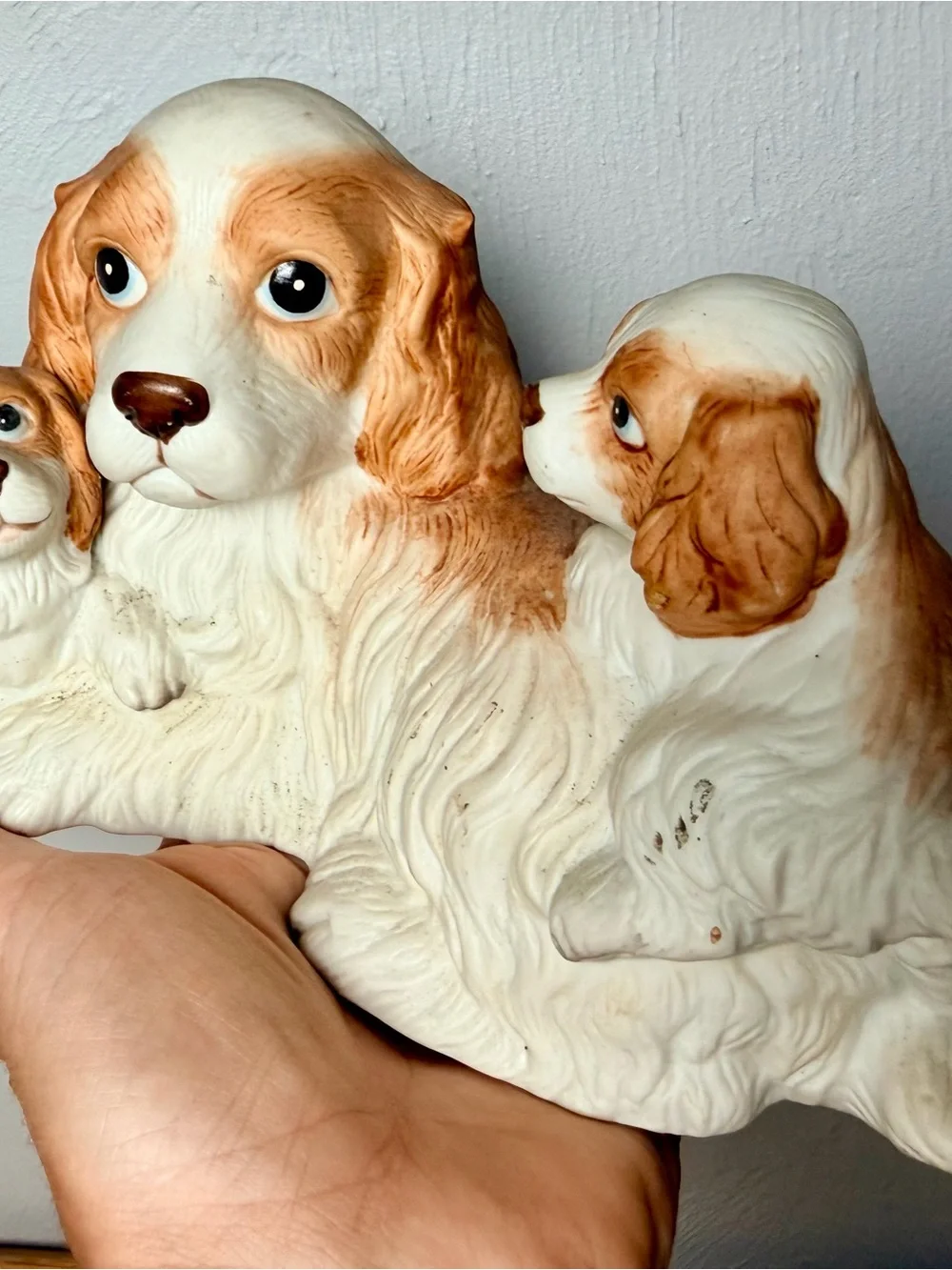 Vintage HOMCO Cocker Spaniel Family Figurine | in White and Tan
